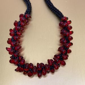 Necklace Handmade Red/Black Beaded Necklace